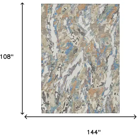 Ivory And Gray Abstract Washable Indoor Outdoor Area Rug Photo 6