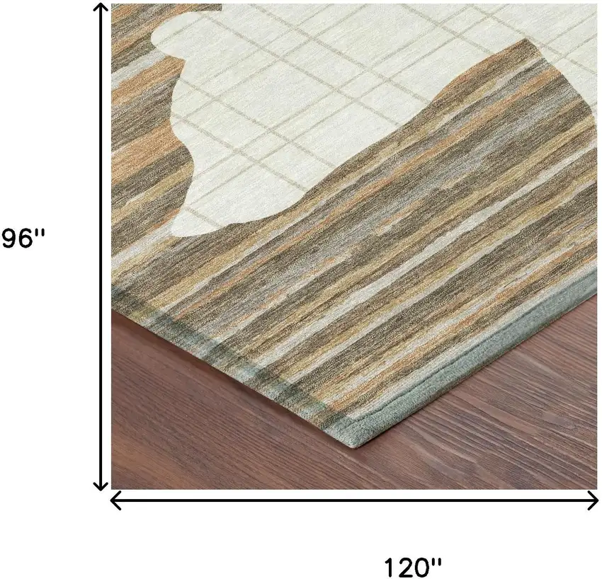 Ivory And Gray Abstract Washable Indoor Outdoor Area Rug Photo 5
