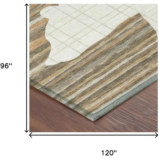 Ivory And Gray Abstract Washable Indoor Outdoor Area Rug Photo 5