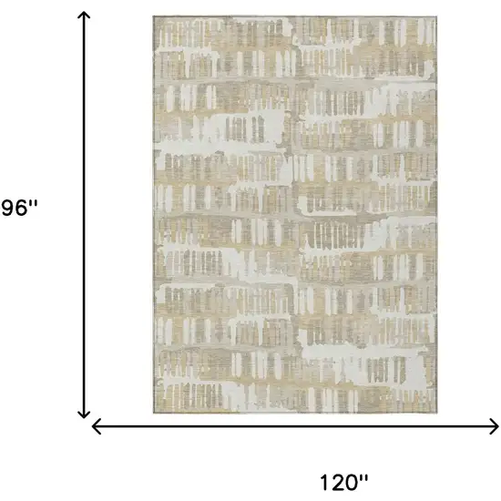 Ivory And Gray Abstract Washable Indoor Outdoor Area Rug Photo 9