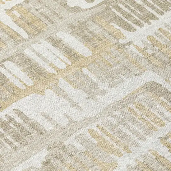Ivory And Gray Abstract Washable Indoor Outdoor Area Rug Photo 8