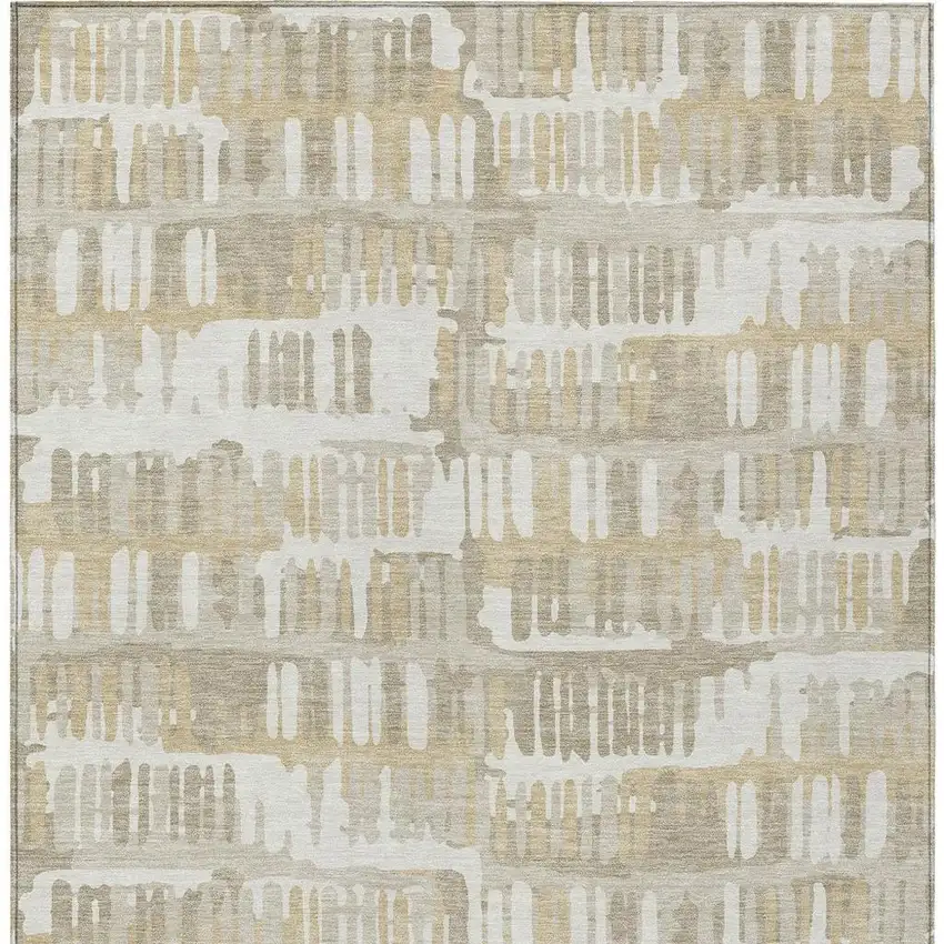Ivory And Gray Abstract Washable Indoor Outdoor Area Rug Photo 6