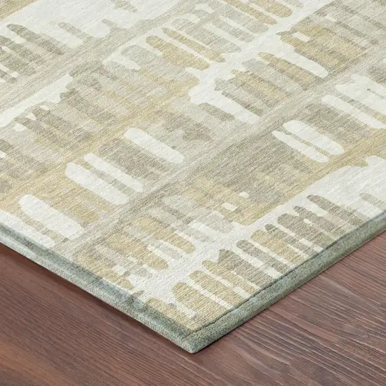 Ivory And Gray Abstract Washable Indoor Outdoor Area Rug Photo 7