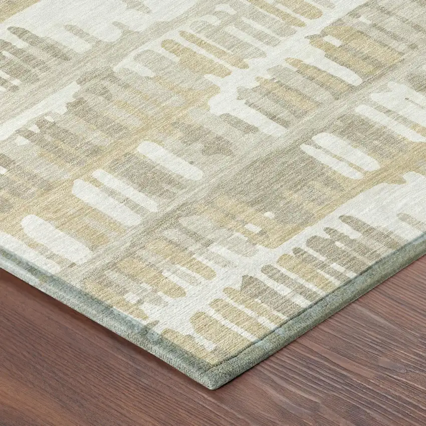 Ivory And Gray Abstract Washable Indoor Outdoor Area Rug Photo 7