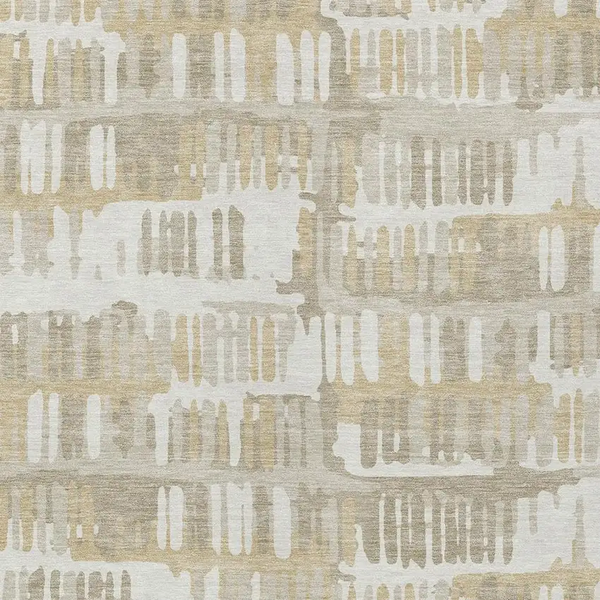 Ivory And Gray Abstract Washable Indoor Outdoor Area Rug Photo 3
