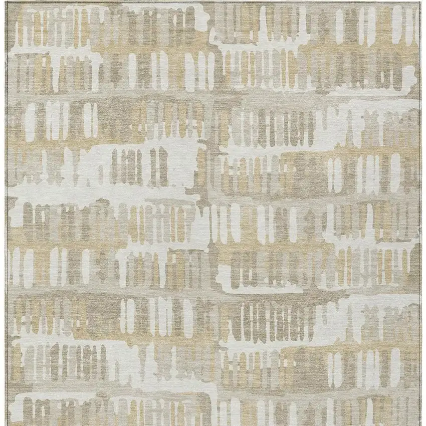 Ivory And Gray Abstract Washable Indoor Outdoor Area Rug Photo 4