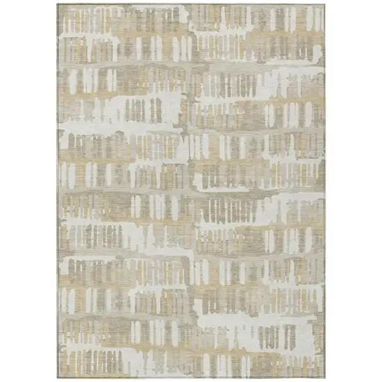 Ivory And Gray Abstract Washable Indoor Outdoor Area Rug Photo 2