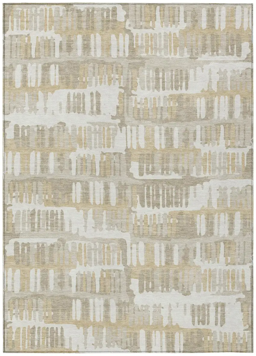 Ivory And Gray Abstract Washable Indoor Outdoor Area Rug Photo 2