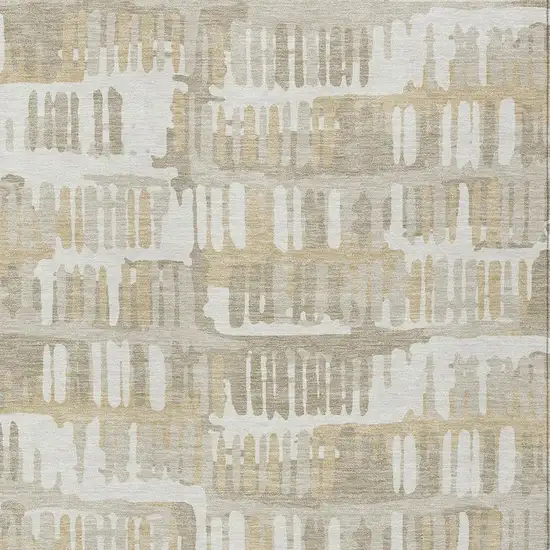 Ivory And Gray Abstract Washable Indoor Outdoor Area Rug Photo 5