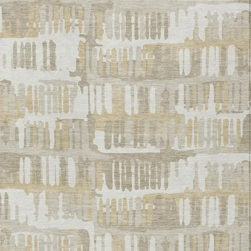 Ivory And Gray Abstract Washable Indoor Outdoor Area Rug Photo 5
