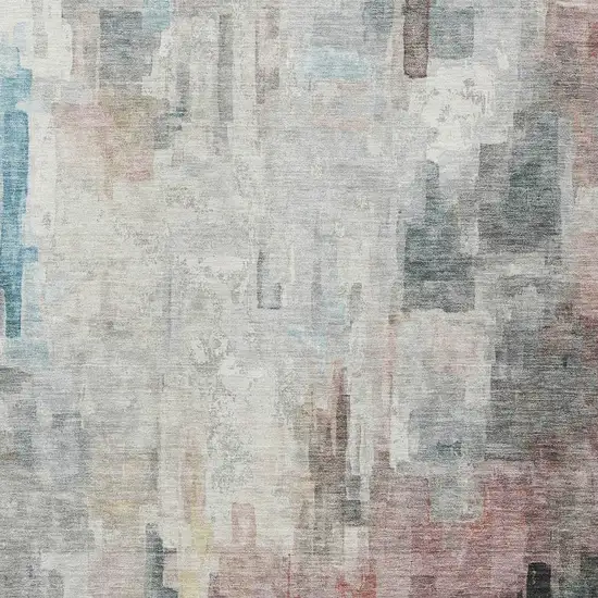 Ivory And Gray Abstract Washable Indoor Outdoor Area Rug Photo 3