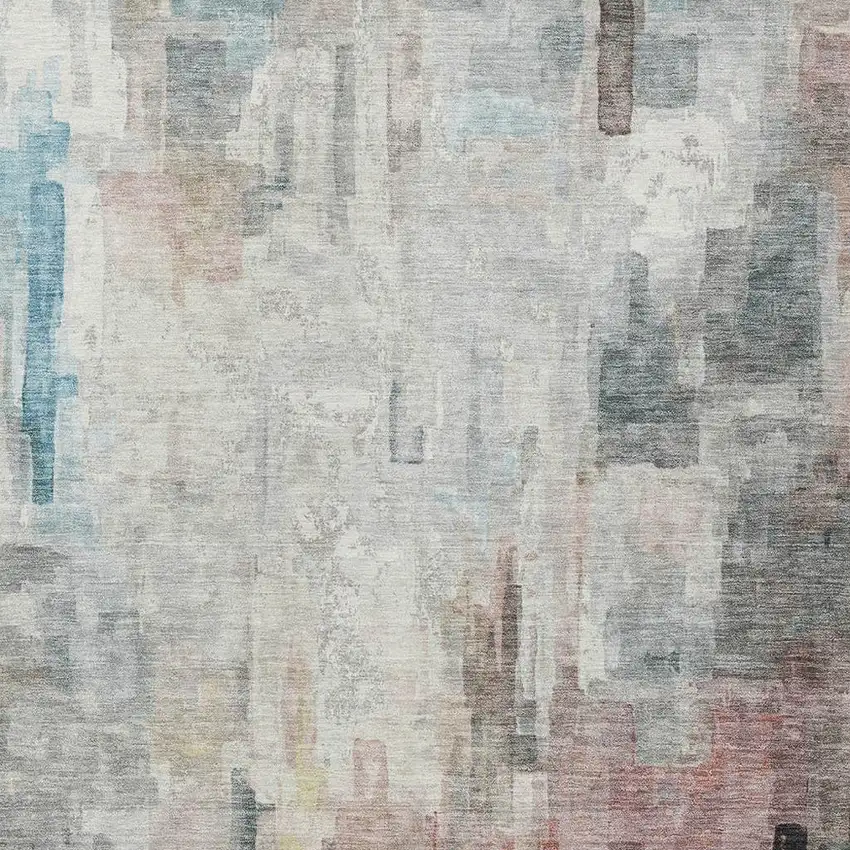 Ivory And Gray Abstract Washable Indoor Outdoor Area Rug Photo 3