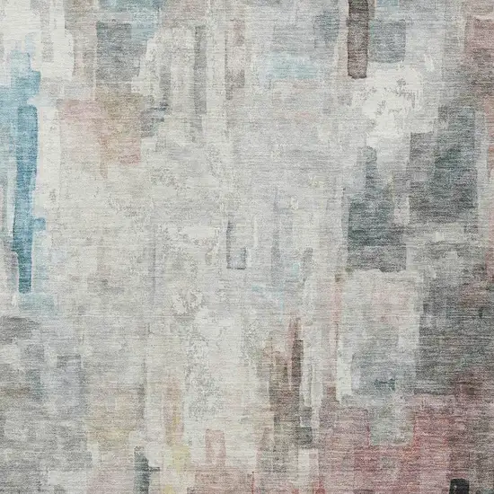 Ivory And Gray Abstract Washable Indoor Outdoor Area Rug Photo 3