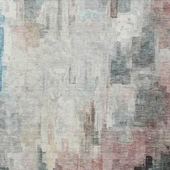 Ivory And Gray Abstract Washable Indoor Outdoor Area Rug Photo 5
