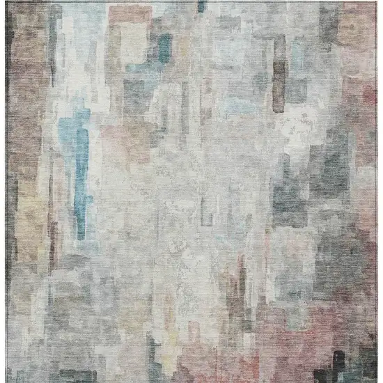 Ivory And Gray Abstract Washable Indoor Outdoor Area Rug Photo 6