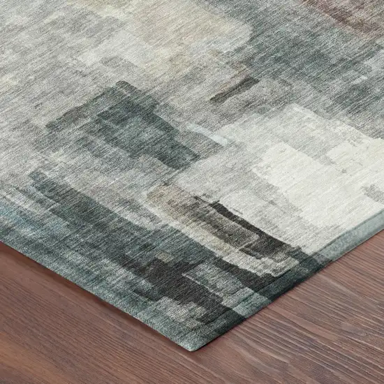 Ivory And Gray Abstract Washable Indoor Outdoor Area Rug Photo 7