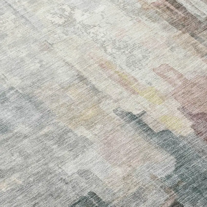 Ivory And Gray Abstract Washable Indoor Outdoor Area Rug Photo 8