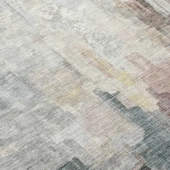 Ivory And Gray Abstract Washable Indoor Outdoor Area Rug Photo 8