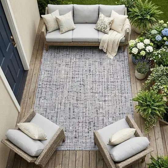 Ivory And Gray Abstract Washable Indoor Outdoor Area Rug Photo 1