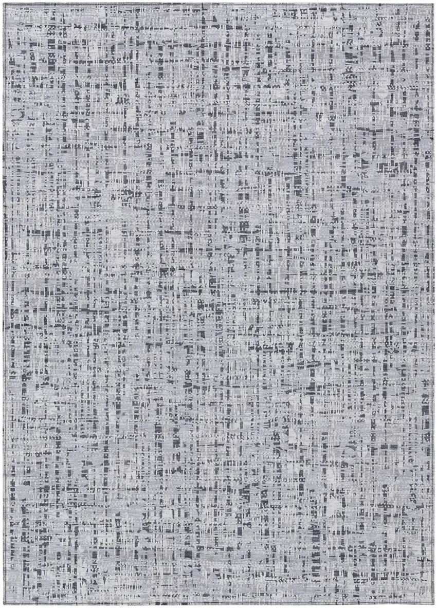 Ivory And Gray Abstract Washable Indoor Outdoor Area Rug Photo 2