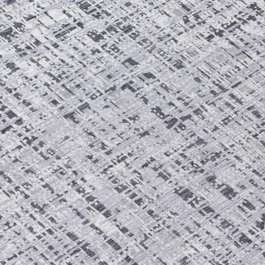 Ivory And Gray Abstract Washable Indoor Outdoor Area Rug Photo 6