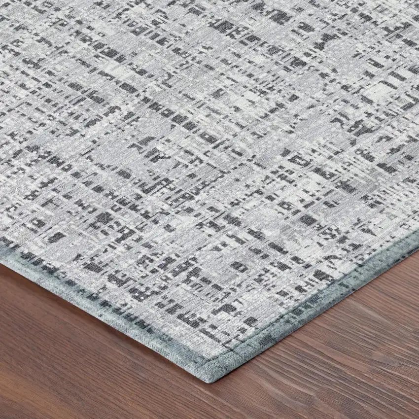 Ivory And Gray Abstract Washable Indoor Outdoor Area Rug Photo 5