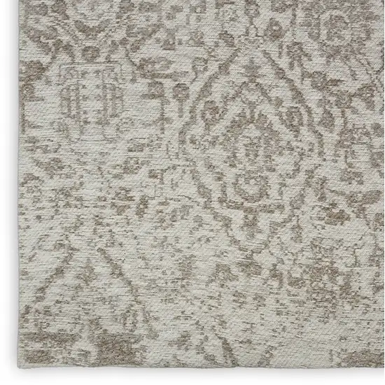 Ivory And Gray Damask Area Rug Photo 8