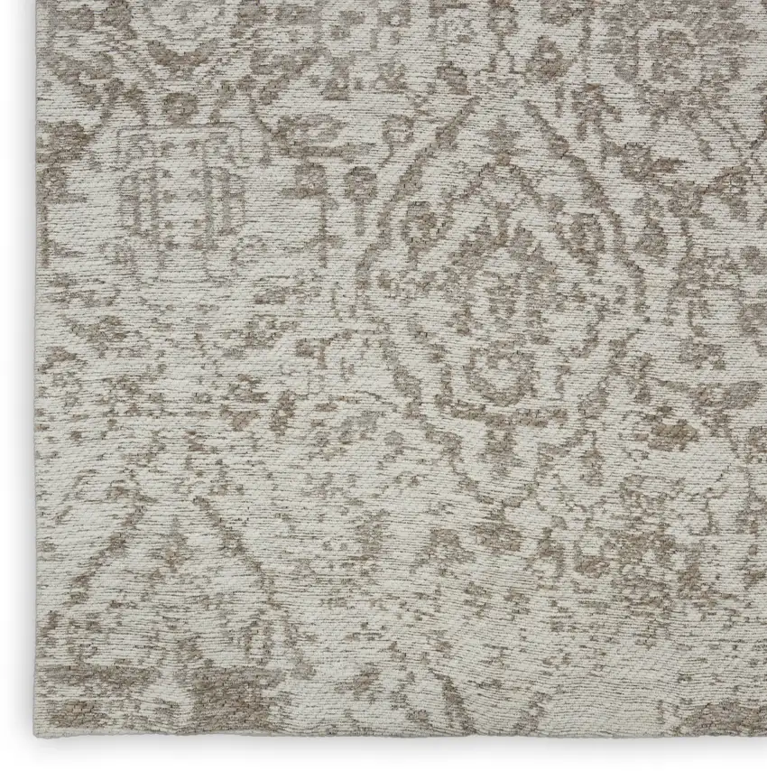 Ivory And Gray Damask Area Rug Photo 8