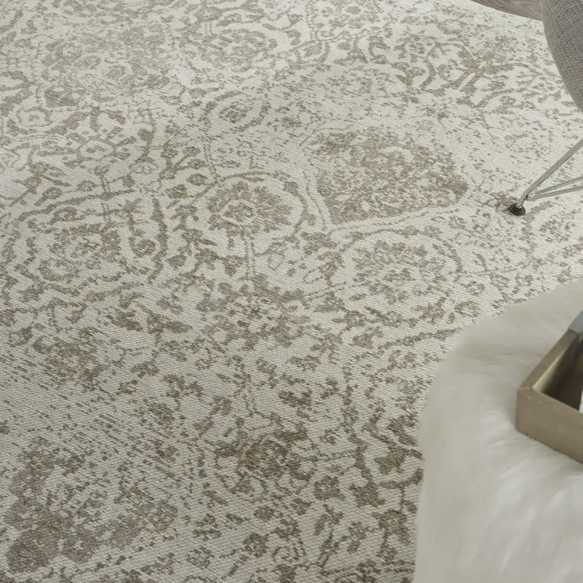 Ivory And Gray Damask Area Rug Photo 9