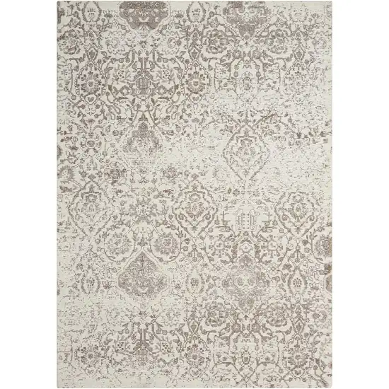 Ivory And Gray Damask Area Rug Photo 6