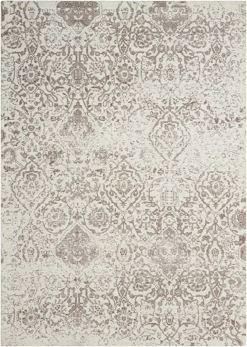 Ivory And Gray Damask Area Rug Photo 6
