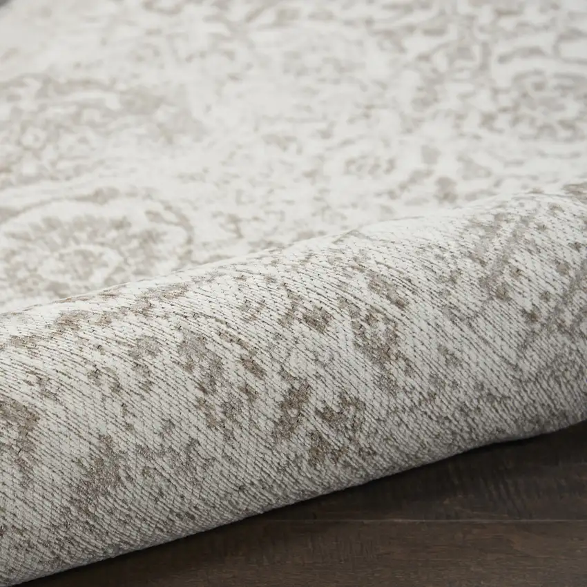 Ivory And Gray Damask Area Rug Photo 9