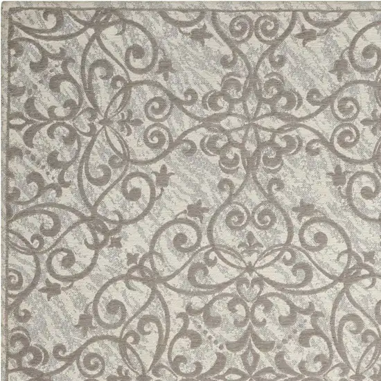 Ivory And Gray Damask Distressed Area Rug Photo 5