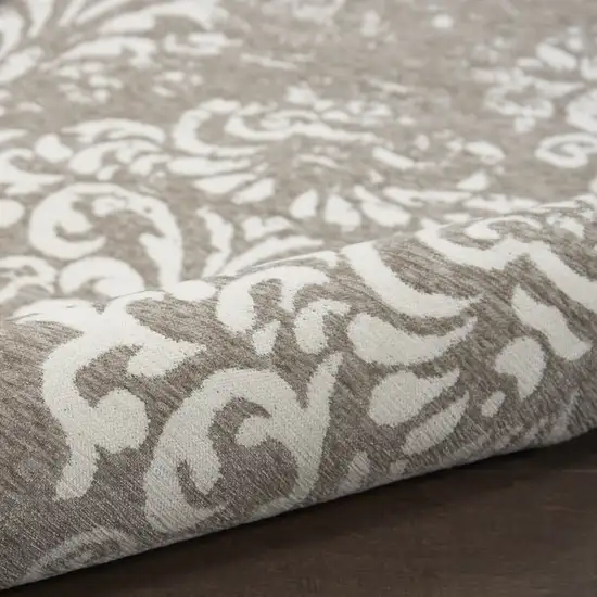 Ivory And Gray Damask Distressed Area Rug Photo 7