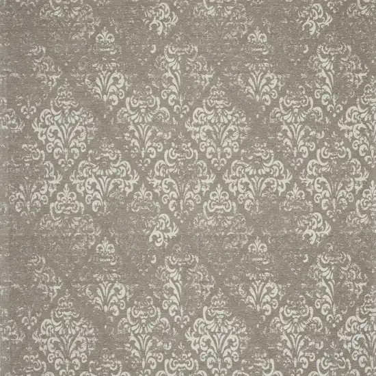 Ivory And Gray Damask Distressed Area Rug Photo 6