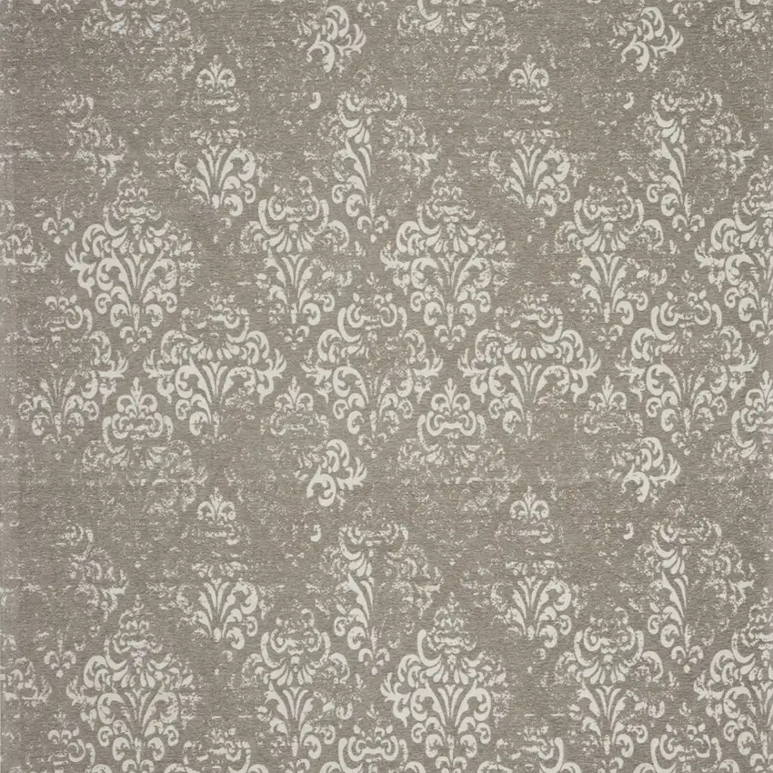 Ivory And Gray Damask Distressed Area Rug Photo 6