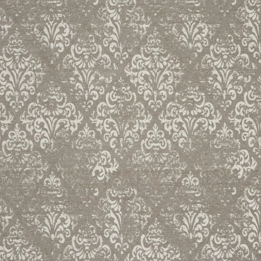 Ivory And Gray Damask Distressed Area Rug Photo 5
