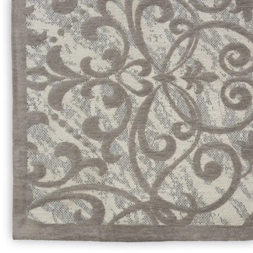 Ivory And Gray Damask Distressed Area Rug Photo 8