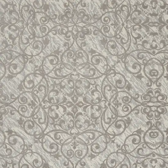 Ivory And Gray Damask Distressed Area Rug Photo 8
