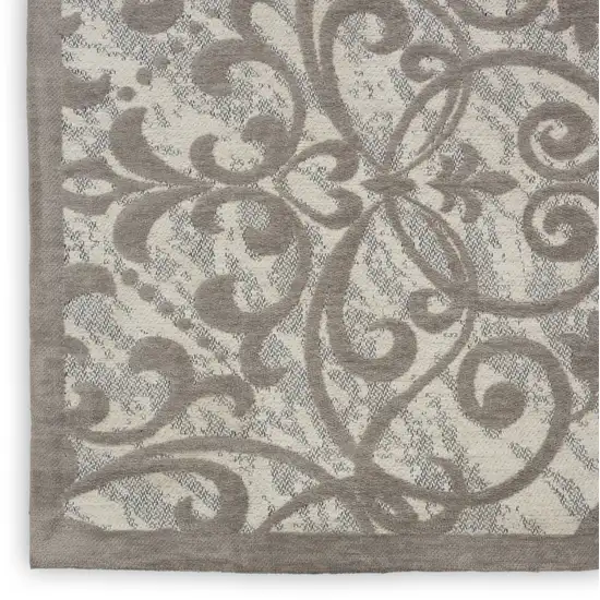 Ivory And Gray Damask Distressed Area Rug Photo 8