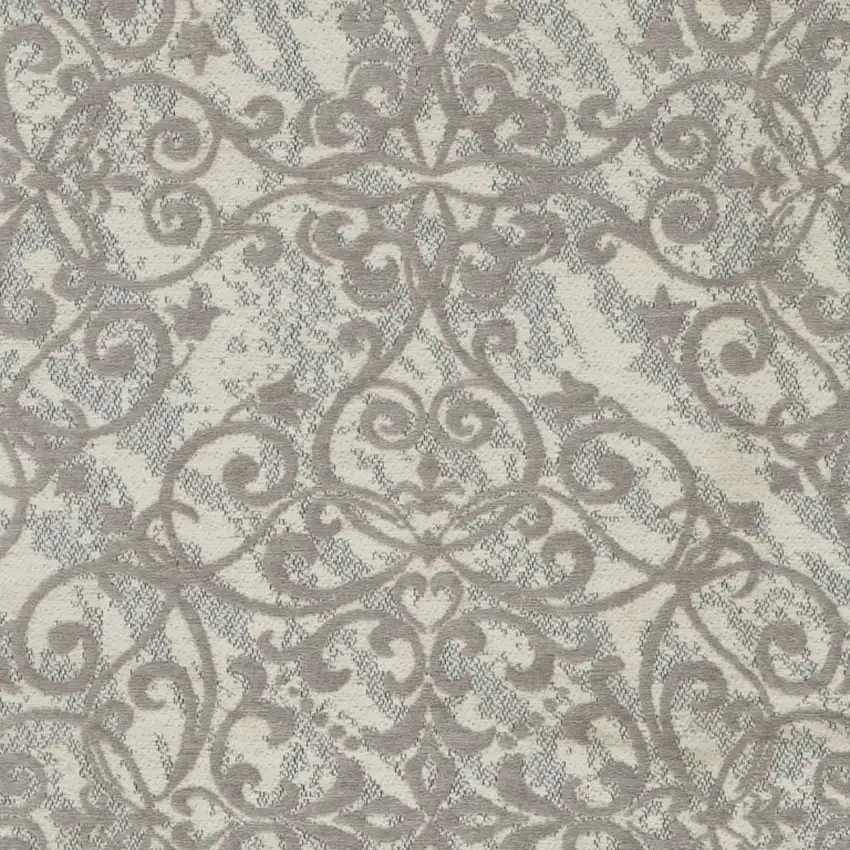 Ivory And Gray Damask Distressed Area Rug Photo 7
