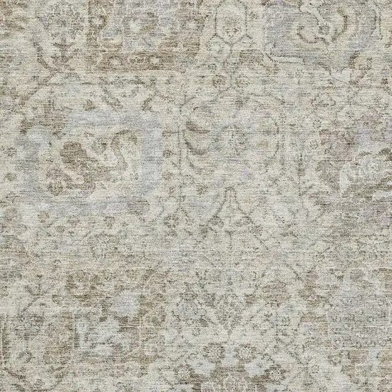 Ivory And Gray Damask Washable Area Rug With UV Protection Photo 2