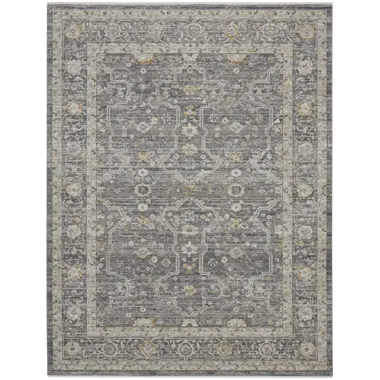 Ivory And Gray Floral Distressed Area Rug Photo 2