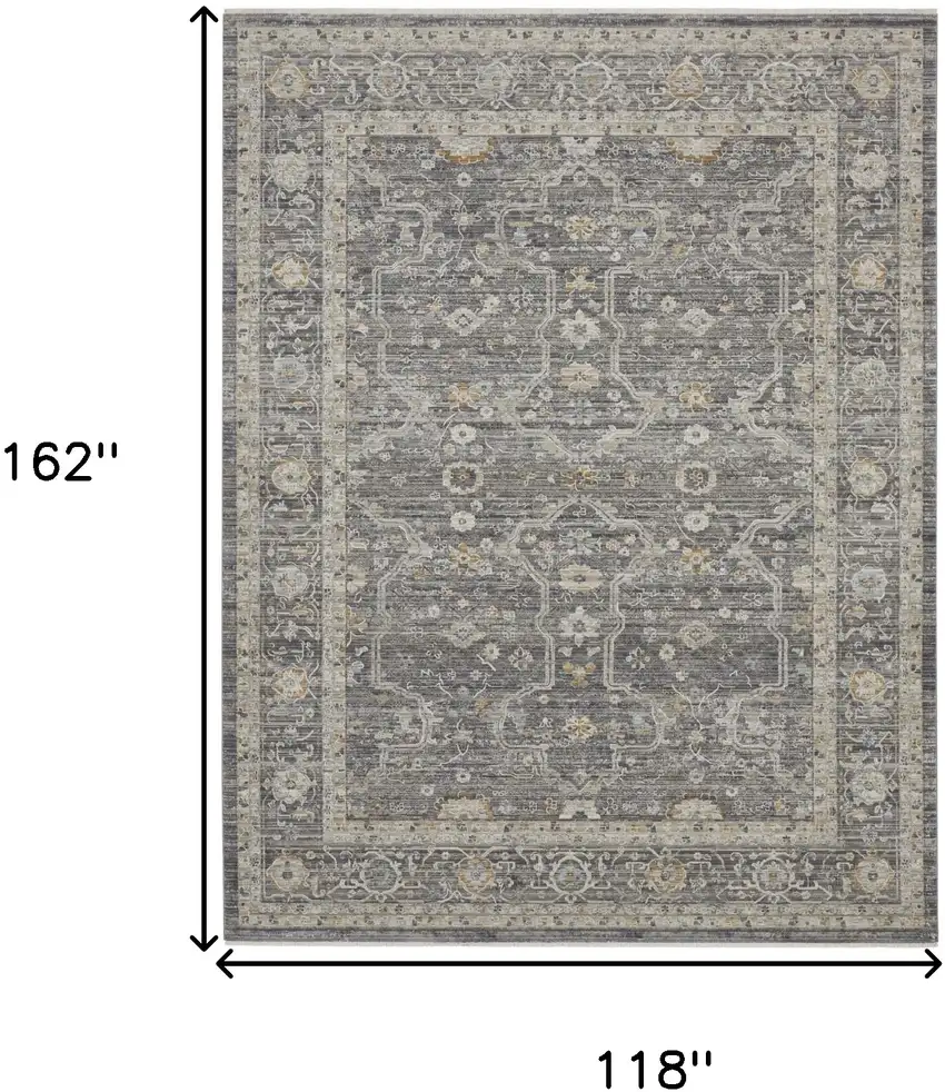 Ivory And Gray Floral Distressed Area Rug Photo 3
