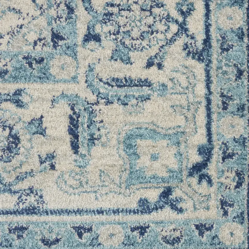 Ivory And Gray Floral Medallion Distressed Area Rug Photo 1