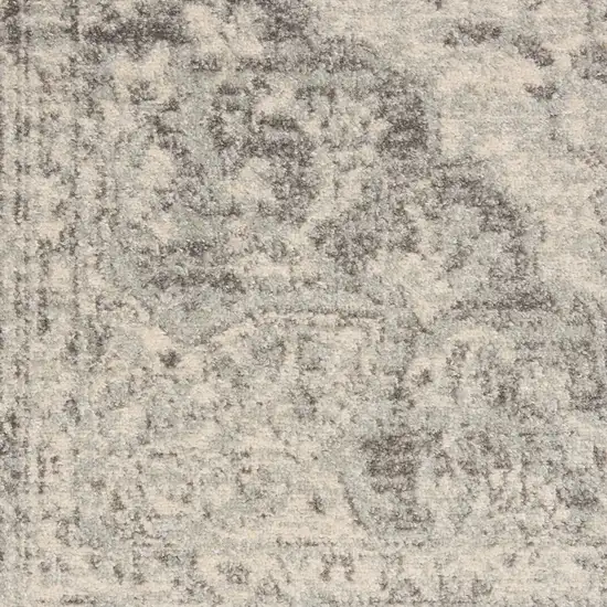 Ivory And Gray Floral Medallion Distressed Area Rug Photo 8