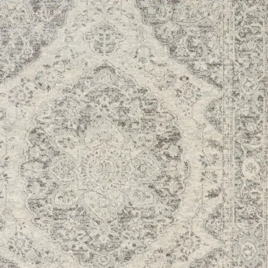 Ivory And Gray Floral Medallion Distressed Area Rug Photo 6