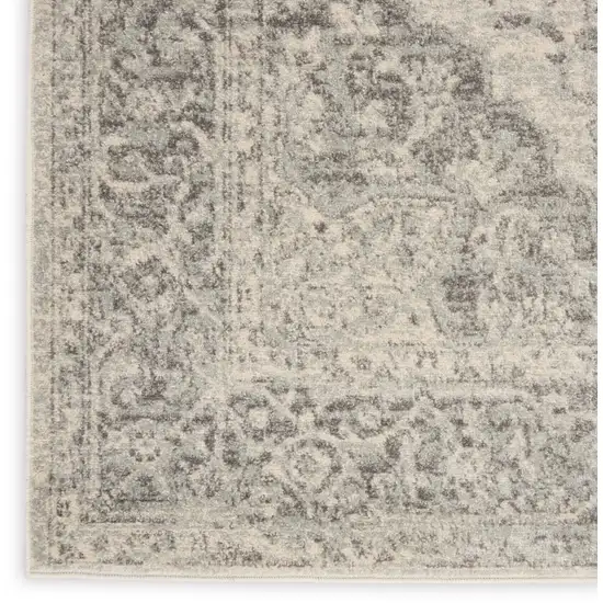 Ivory And Gray Floral Medallion Distressed Area Rug Photo 6