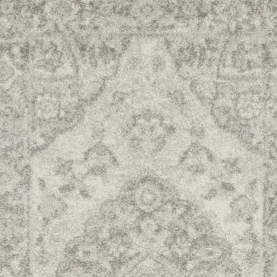 Ivory And Gray Floral Medallion Distressed Area Rug Photo 6