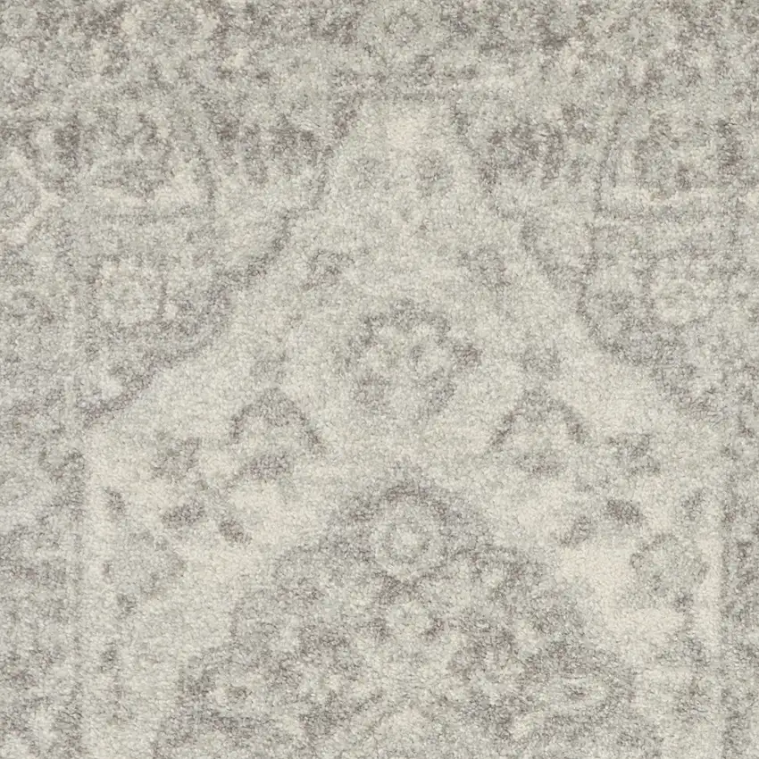 Ivory And Gray Floral Medallion Distressed Area Rug Photo 6